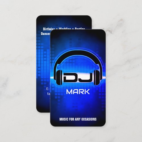 DJ Modern Royal Blue Business Card with QR code