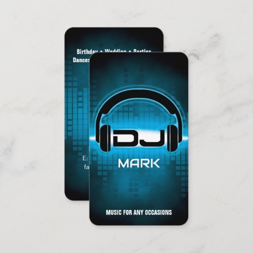 DJ Modern Sky Blue Business Card with QR code