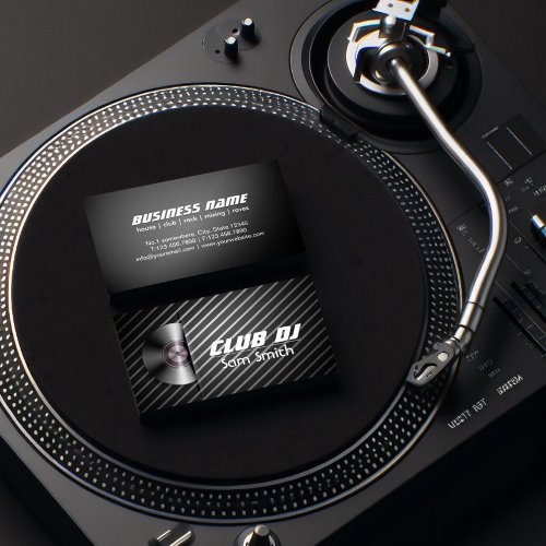 DJ Modern Stylish Turntable Vinyl Recoder Mixer Business Card