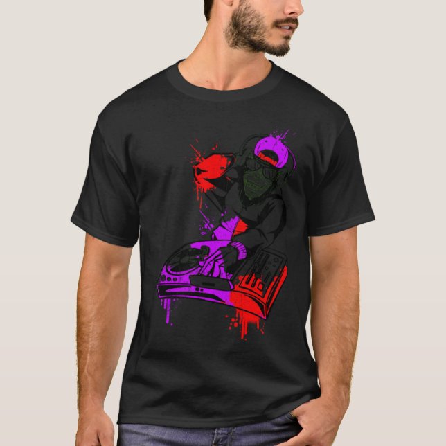 DJ Monkey Music Party Fun Sunglasses Dance Party M T-Shirt (Front)