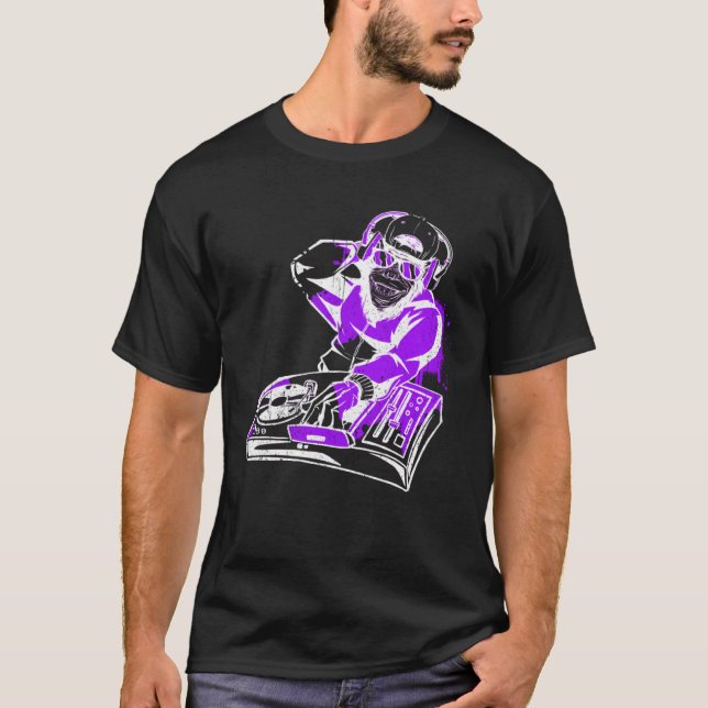 DJ Monkey Music Party Fun Sunglasses Fun Dancing C T-Shirt (Front)