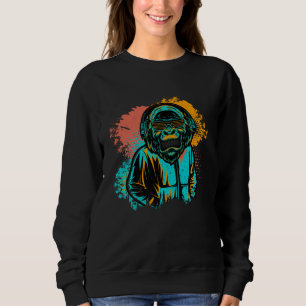DJ Monkey Music Party Fun Sunglasses Monkey Headph Sweatshirt