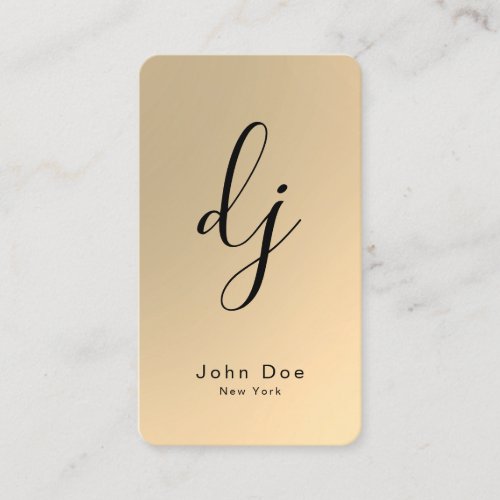 DJ Monogram Faux Gold Professional Elegant Modern Business Card