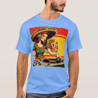 DJ Mujer Espaola Msica Retro Sombrero Cultural T-Shirt
