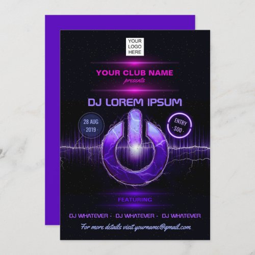 DJ Music and Dance Gig add logo invitation
