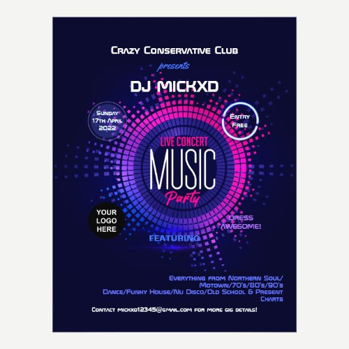 DJ Music and Dance Gig  Flyer