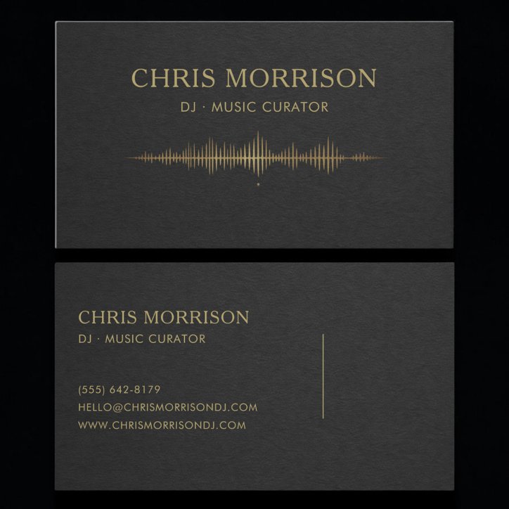 Dj Music Black Gold Professional Business Card