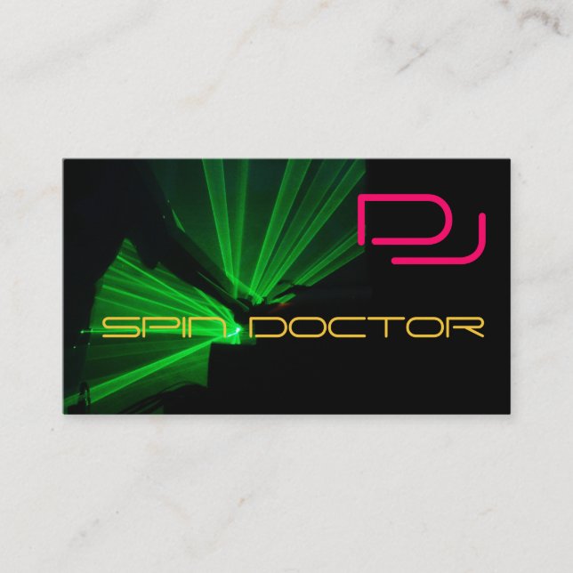 DJ Music Business Cards Pink Green (Front)