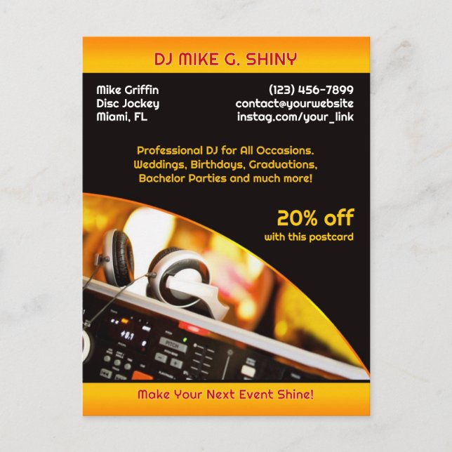 DJ Music Club Postcard (Front)