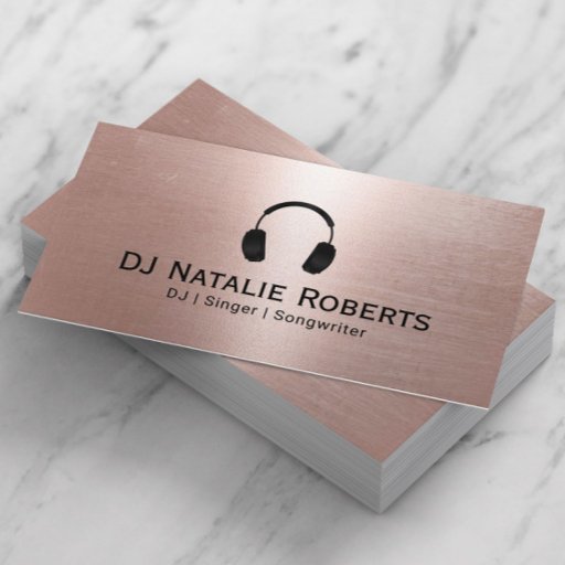 Customizable DJ Music Deejay Modern Blush Rose Gold Business Card