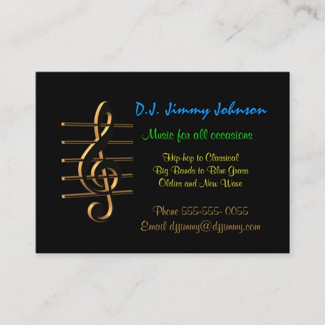 DJ music G clef Business Card (Front)