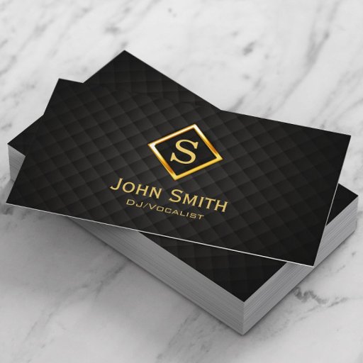 Customizable Gold Diamond Monogram DJ Music Business Card
