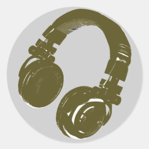 DJ music headphone Classic Round Sticker