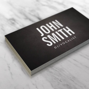 Dj Music Modern Bold Typography Leather Business Card by cardfactory at Zazzle
