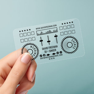Dj Music Modern Minimal Transparent Turntable Bold Clear Business Cards