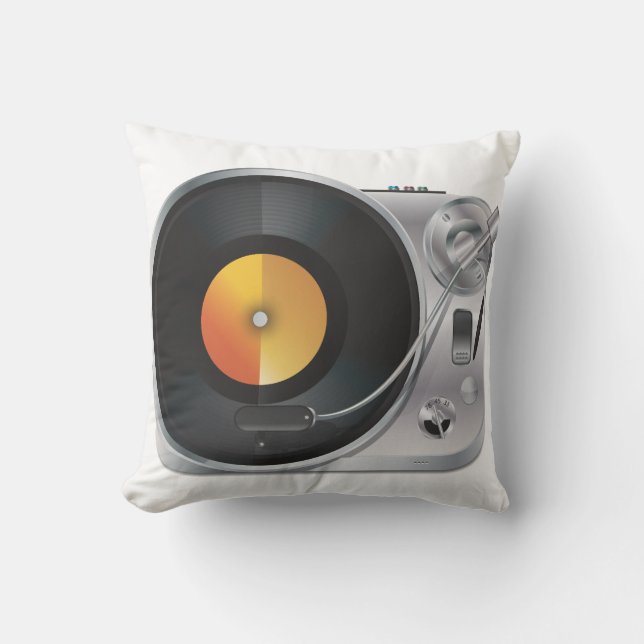 DJ Music Player Throw Pillow (Front)