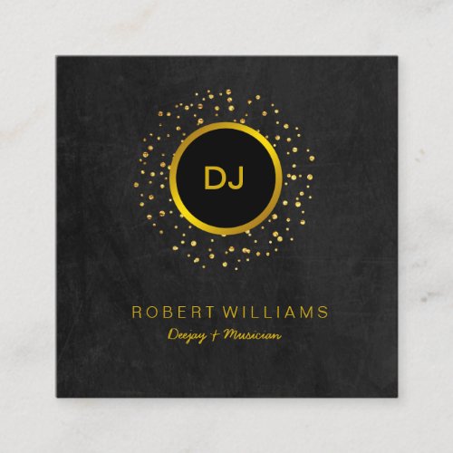 DJ Music Teacher Professional Musician Gold Black Square Business Card