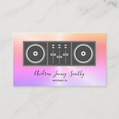 DJ Music Turntable  DJ Mixer Logo _ Party Rainbow Business Card