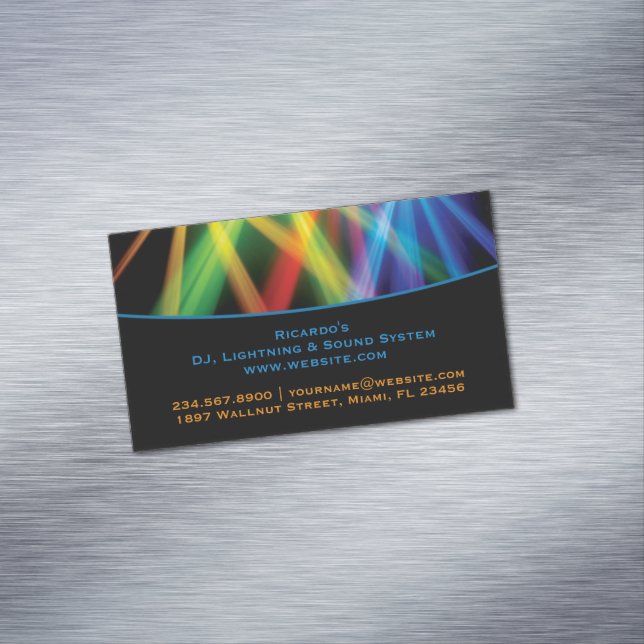 DJ Music Uplighting Business Card Magnet (In Situ)