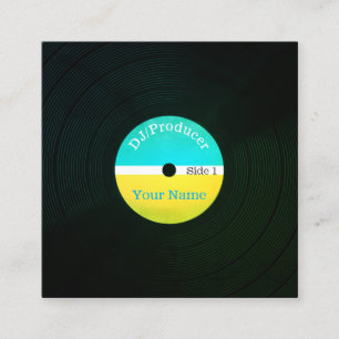 DJ musician production retro professional cover Square Business Card