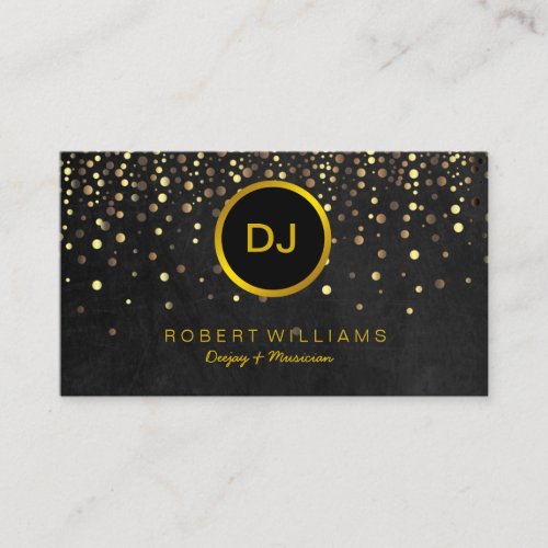 DJ Musician Professional Music Teacher Gold Black Business Card