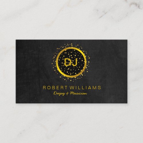 DJ Musician Professional Music Teacher Gold Black Business Card