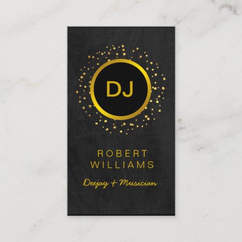 DJ Musician Professional Music Teacher Gold Black Business Card