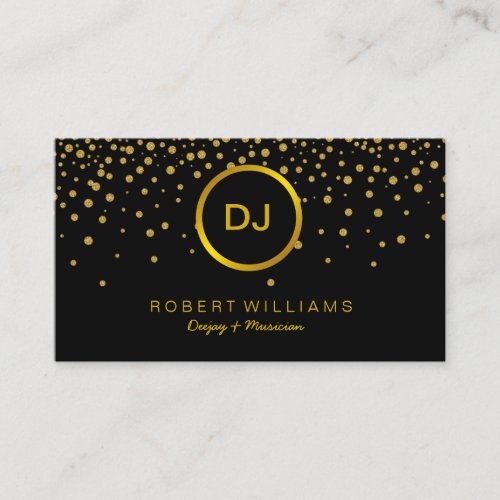DJ Musician Professional Music Teacher Gold Black Business Card