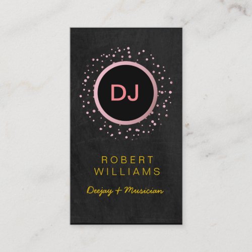 DJ Musician Professional Music Teacher Rose Gold Business Card