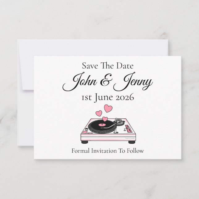 DJ Musician Wedding Save The Date (Front)