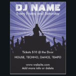 DJ Name 2 Music Flyer<br><div class="desc">Create your own music event or DJ gig flyer by editing the text on both sides of this raving fan and DJ silhouetted music scene! Blue star burst background! Change the font style, font colors and sizes with the editor! Add or delete text, add directions or any information you want!...</div>