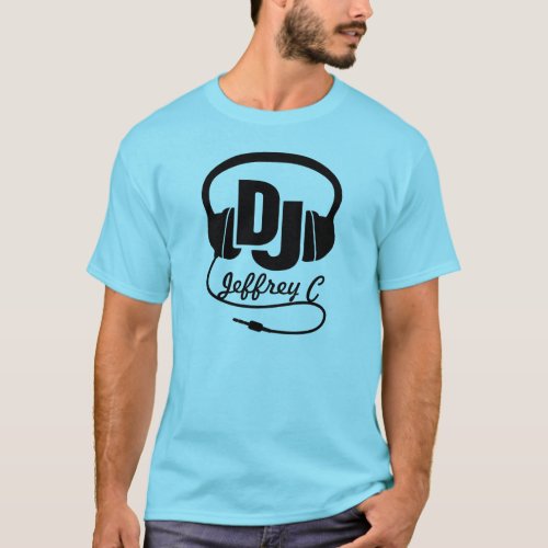 DJ name headphone black graphic t_shirt