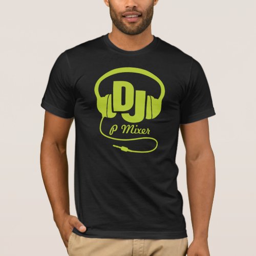 DJ name headphone lime green graphic t_shirt