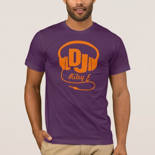 DJ name headphone orange graphic t_shirt