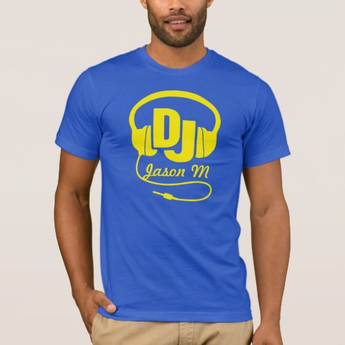 DJ name headphone yellow graphic t_shirt