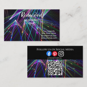 DJ neon laser party glow stick disco karaoke club Business Card