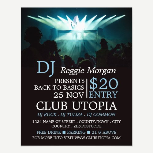 DJ on Stage, DJ, Club Event Advertising Flyer