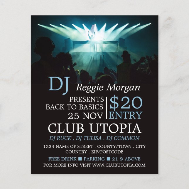 DJ on Stage, DJ, Club Event Advertising Flyer (Front)