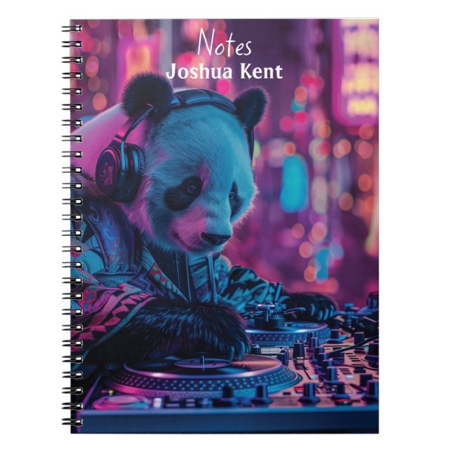 DJ Panda with headphones Notebook (Front)
