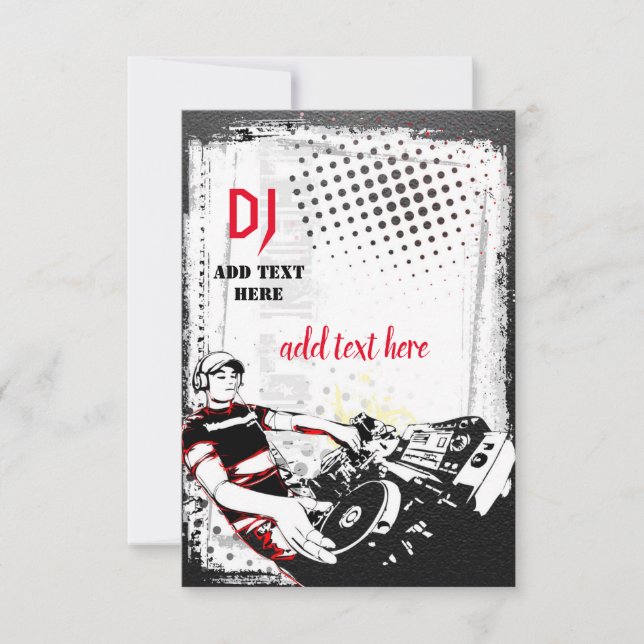 DJ Party Invitation Flat Card (Front)