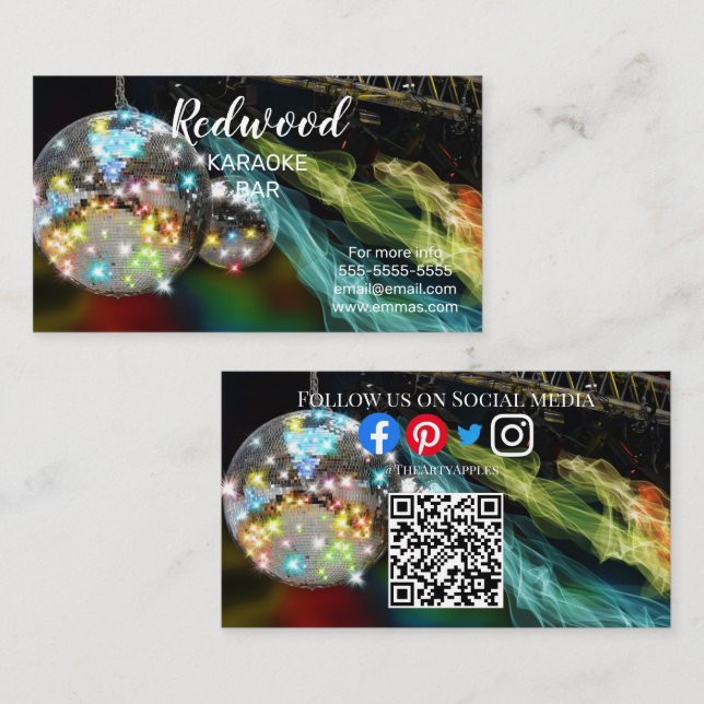 DJ party planner glow stick disco karaoke club Bus Business Card (Front/Back)