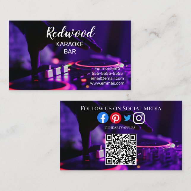 DJ party planner glow stick disco karaoke club Bus Business Card (Front/Back)