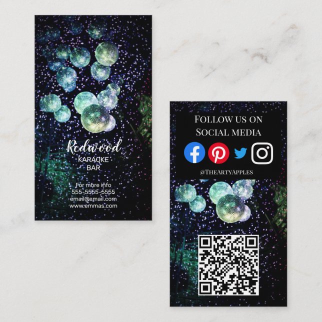 DJ party planner glow stick disco karaoke club Bus Business Card (Front/Back)