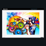 DJ Party Skins For Laptops<br><div class="desc">This is a great design for those DJ's out there with their entire music collection on their laptops. A stylized DJ is rapping with a colorful backdrop. Other variants available</div>