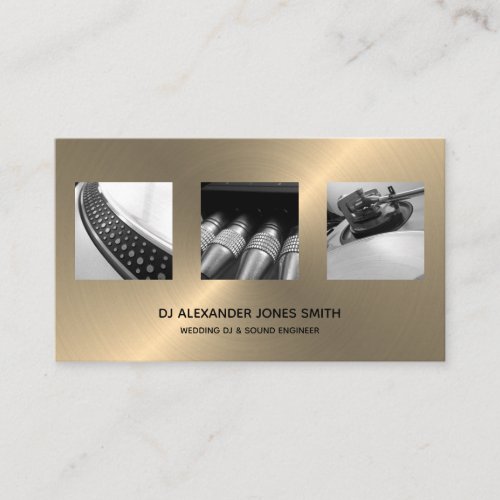 DJ Photographer _ Modern Minimalist Gold Faux Business Card