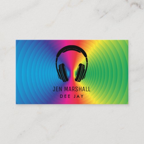 DJ prismatic colors music headphones Business Card