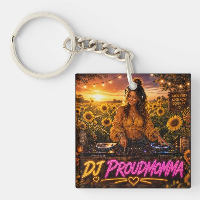 DJ PROUDMOMMA DOUBLE SIDED KEYCHAIN (Front)
