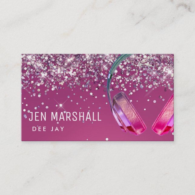 DJ purple headphones Business Card (Front)