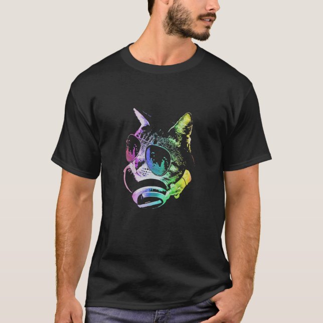 Dj Retro Cat T-Shirt (Front)