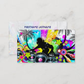 DJ Retro Colorful Tropical Template Business Card (Front/Back)